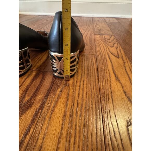 Adrienne Vittadini Flori Metallic Heel Pumps Womens 7 Black Metallic Block Heel - Picture 16 of 16